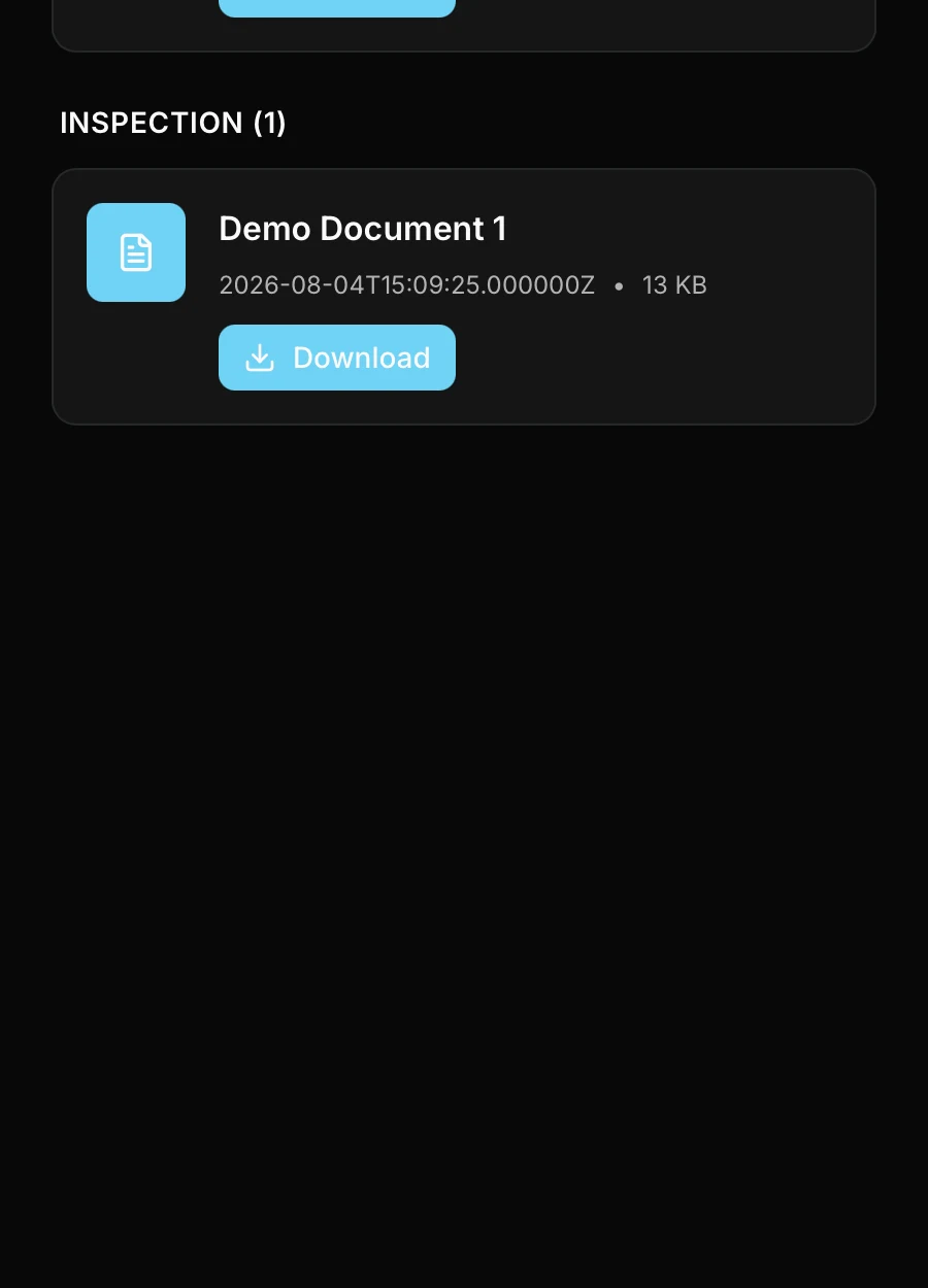 Client mobile app shared documents