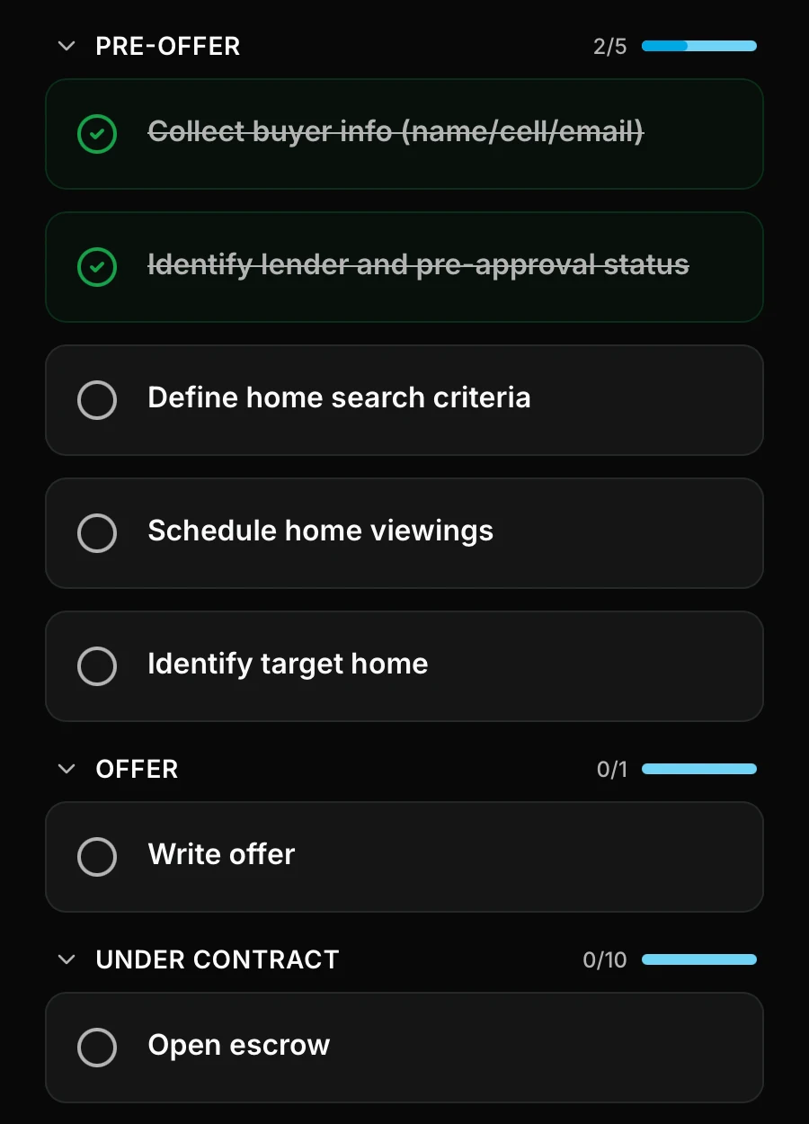 Client mobile app task checklist by phase